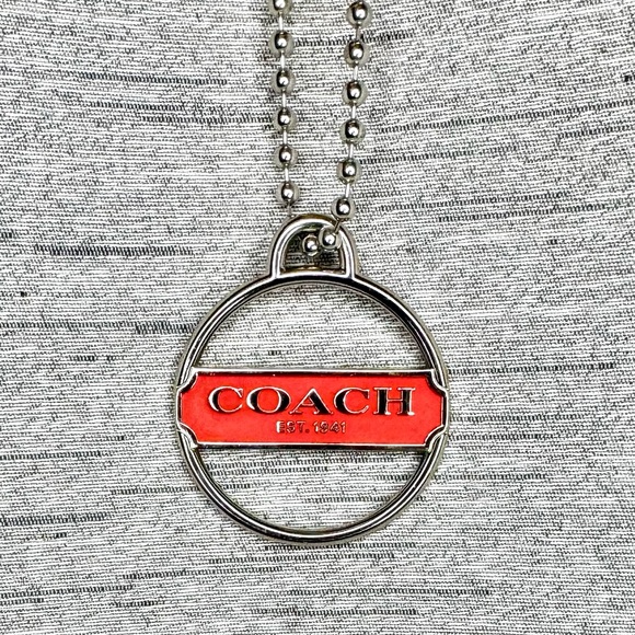 Coach Handbags - Coach Red and Silver Circle Metal Hangtag - 2” - Comes with silver beaded chain